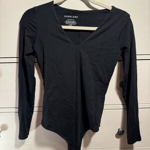Everlane The Long-Sleeve V-Neck Bodysuit - Thong
